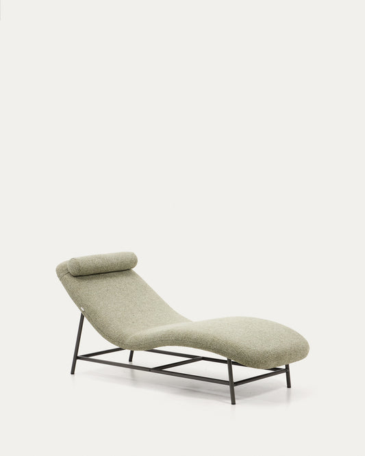 Divan Osla en chenille verte avec pieds en acier inoxydable brossé graphite 174 cm