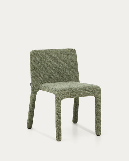 Chaise empilable Loria en chenille verte