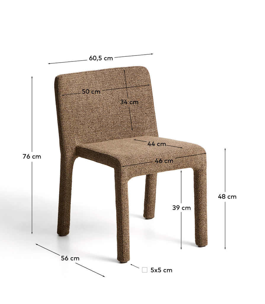 Chaise empilable Loria en chenille marron chocolat FSC 100 %