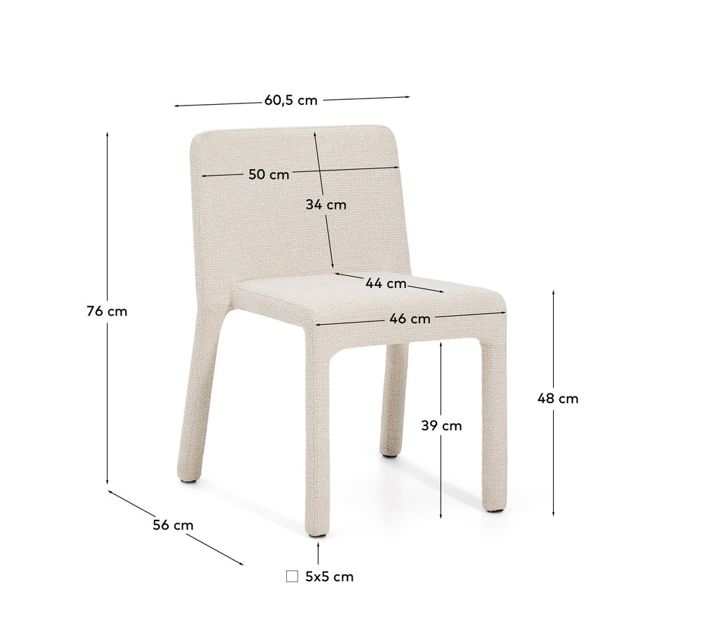 Chaise empilable Loria en chenille beige