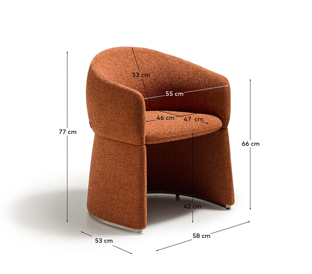 Chaise Bosca en chenille terracotta