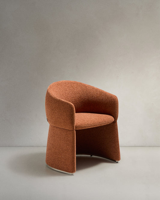 Chaise Bosca en chenille terracotta