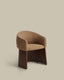 Chaise Bosca en chenille marron et placage de noyer FSC 100 %