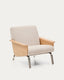 Fauteuil Amsen beige en contreplaqué de chêne avec pieds en acier inoxydable brossé