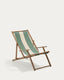 Transat pliable d’extérieur Vilara rayures vertes et beiges en bois d’acacia FSC 100 %