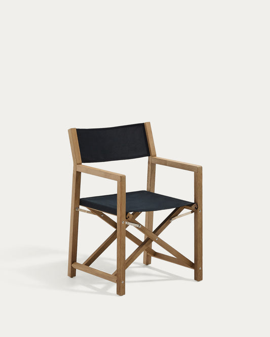 Chaise pliable d’extérieur Vilara noire en bois d’acacia FSC 100%