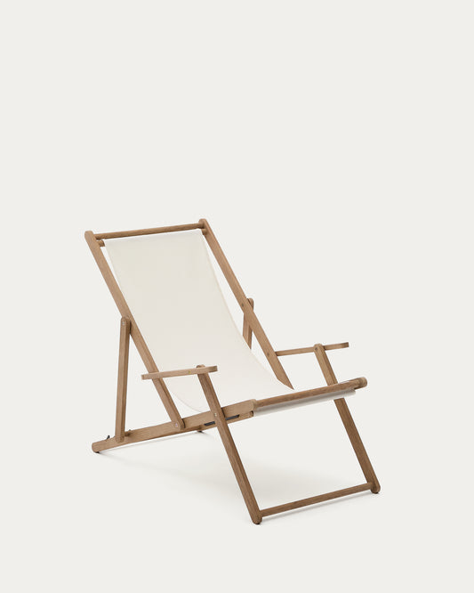 Transat pliant d’extérieur Vilara blanc en bois d’acacia FSC 100%