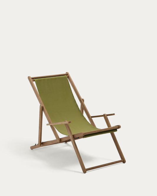 Transat pliant d’extérieur Vilara vert en bois d’acacia FSC 100%
