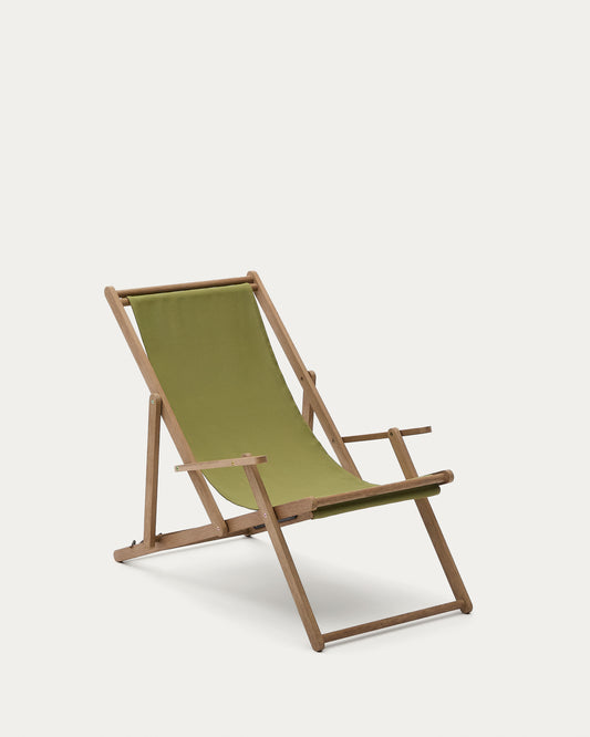 Transat pliant d’extérieur Vilara vert en bois d’acacia FSC 100%