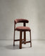 Granite stool in brown chenille and solid ash wood with walnut-coloured finish FSC 100% 65cm