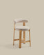 Tabouret Granite en tissu chenille beige et bois de frêne avec finition ton naturel FSC 100 % 65 cm