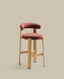 Granite stool in terracotta chenille and solid ash wood with natural tone finish FSC 100% 75cm