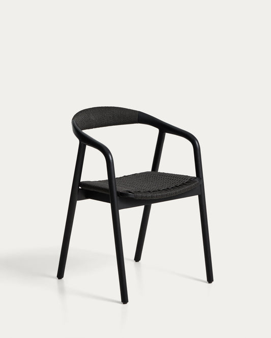 Derile chair in solid oak wood with black finish and black paper rope cord FSC Mix Credit