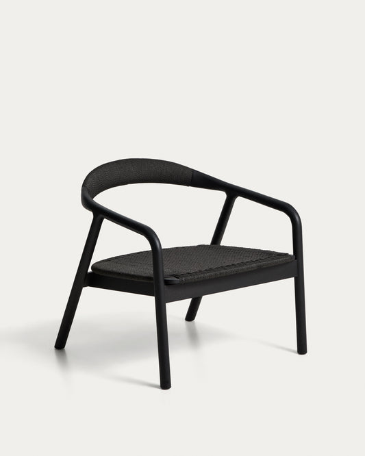 Derile armchair in solid oak wood with black finish and black paper rope FSC Mix Credit.