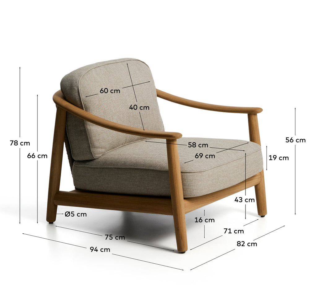 Elunda outdoor armchair in solid teak wood FSC 100%