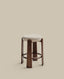 Granite fire-retardant stool in beige chenille and solid ash wood with walnut-coloured finish FSC 100% 65cm
