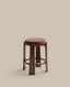 Granite fire-retardant stool in brown chenille and solid ash wood with walnut-coloured finish FSC 100% 65cm