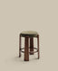 Granite fire-retardant stool in green chenille and solid ash wood with walnut-coloured finish FSC 100% 65cm