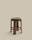 Tabouret Granite version ignifugée en chenille verte et bois de frêne finition ton noyer FSC 100 % 65 cm