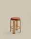 Tabouret Granite version ignifugée en chenille terracotta et bois de frêne finition ton naturel FSC 100 % 65 cm