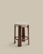 Granite fire-retardant stool in beige chenille and solid ash wood with walnut-coloured finish FSC 100% 75cm