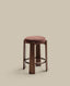 Granite fire-retardant stool in brown chenille and solid ash wood with walnut-coloured finish FSC 100% 75cm