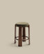 Granite fire-retardant stool in green chenille and solid ash wood with walnut-coloured finish FSC 100% 75cm