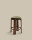 Tabouret Granite en tissu chenille verte et bois de frêne avec finition ton noyer FSC 100 % 75 cm