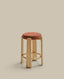 Tabouret Granite version ignifugée en chenille terracotta et bois de frêne finition ton naturel FSC 100 % 75 cm