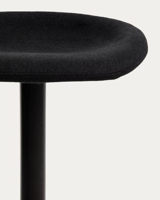Tabouret Danua en chenille noire et acier noir mat 68-89 cm FSC 100 %