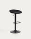 Tabouret Danua en chenille noire et acier noir mat 68-89 cm FSC 100 %