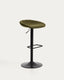 Tabouret Danua en chenille verte et acier noir mat 68-89 cm FSC 100 %