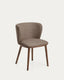 Chaise Ciselia ignifuge chenille marron et bois de frêne finition ton naturel FSC Mix Credit