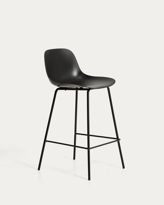 Tabouret Altea noir avec pieds en acier finition noire 65 cm
