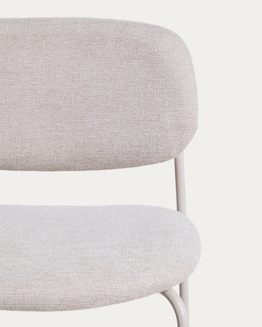Tabouret empilable Meli en chenille beige et pieds en métal beige FSC Mix Credit 65 cm