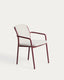 Chaise empilable d’extérieur Linosa en aluminium grenat avec coussin beige