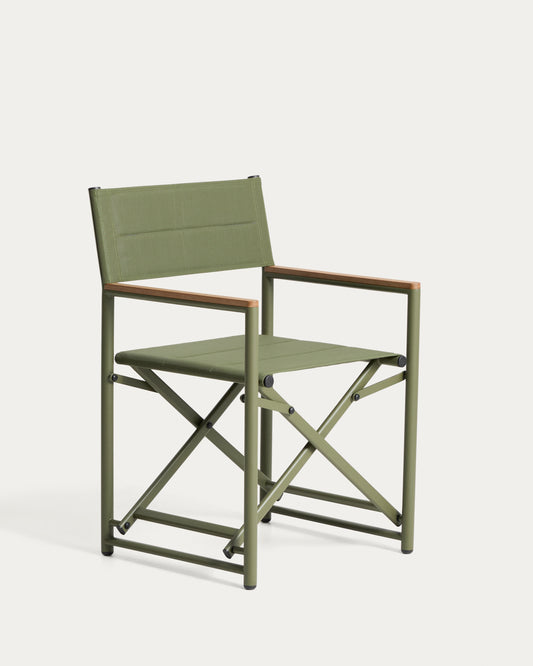 Chaise pliable d’extérieur Tisno en aluminium vert et textilène vert