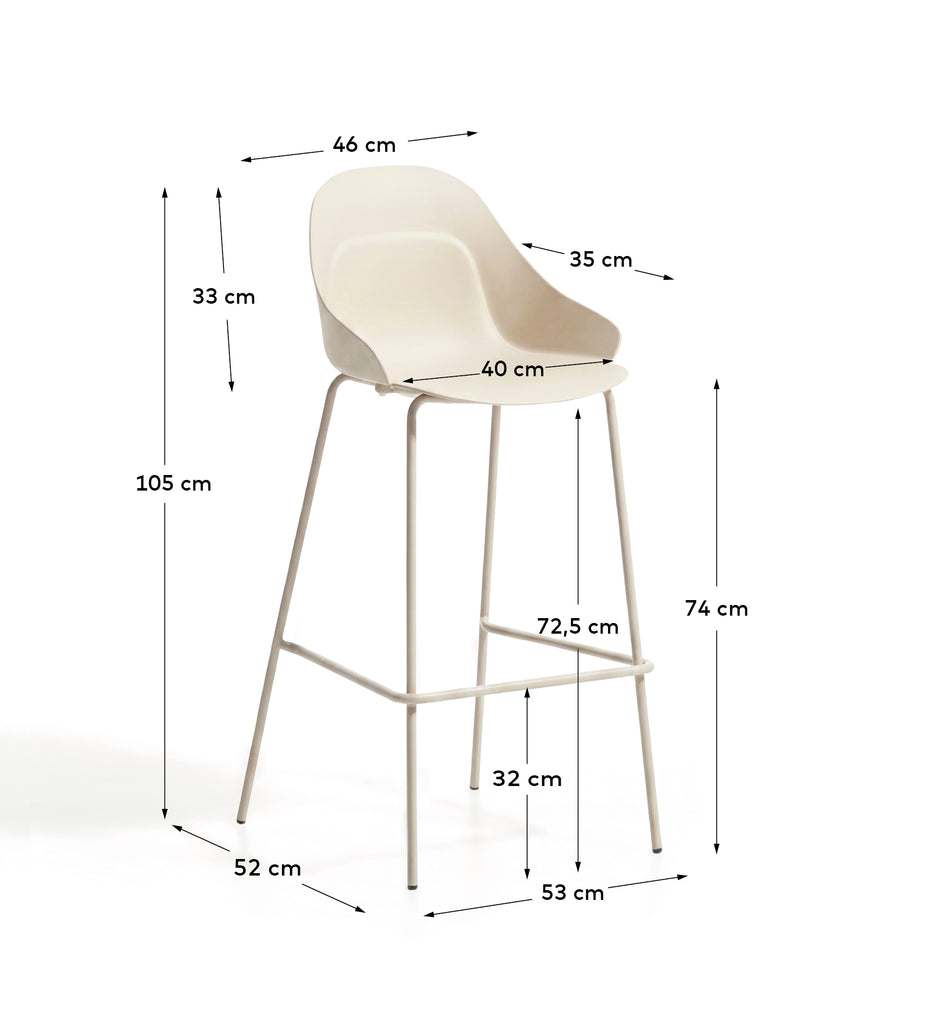 Tabouret Sanile avec pieds en acier finition beige 74 cm