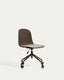 Chaise de bureau Debari avec coussin en chenille et pieds en acier finition marron