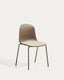 Chaise Debari avec coussin en chenille et pieds en acier finition marron