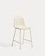 Tabouret Debari avec coussin en chenille et pieds en acier finition beige 65 cm