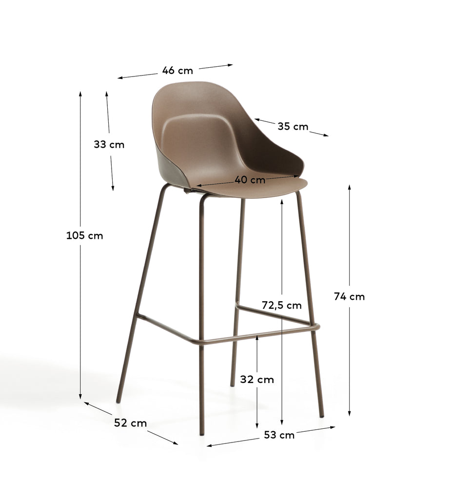 Tabouret Sanile avec pieds en acier finition marron 74 cm