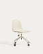 Chaise de bureau Debari avec coussin en chenille et pieds en acier finition beige