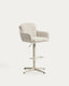 Tabouret pivotant Lexa en chenille beige avec pieds en acier finition beige