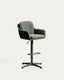 Tabouret pivotant Lexa en chenille verte avec pieds en acier finition verte