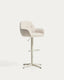 Tabouret pivotant Dorina en chenille beige avec pieds en acier finition beige