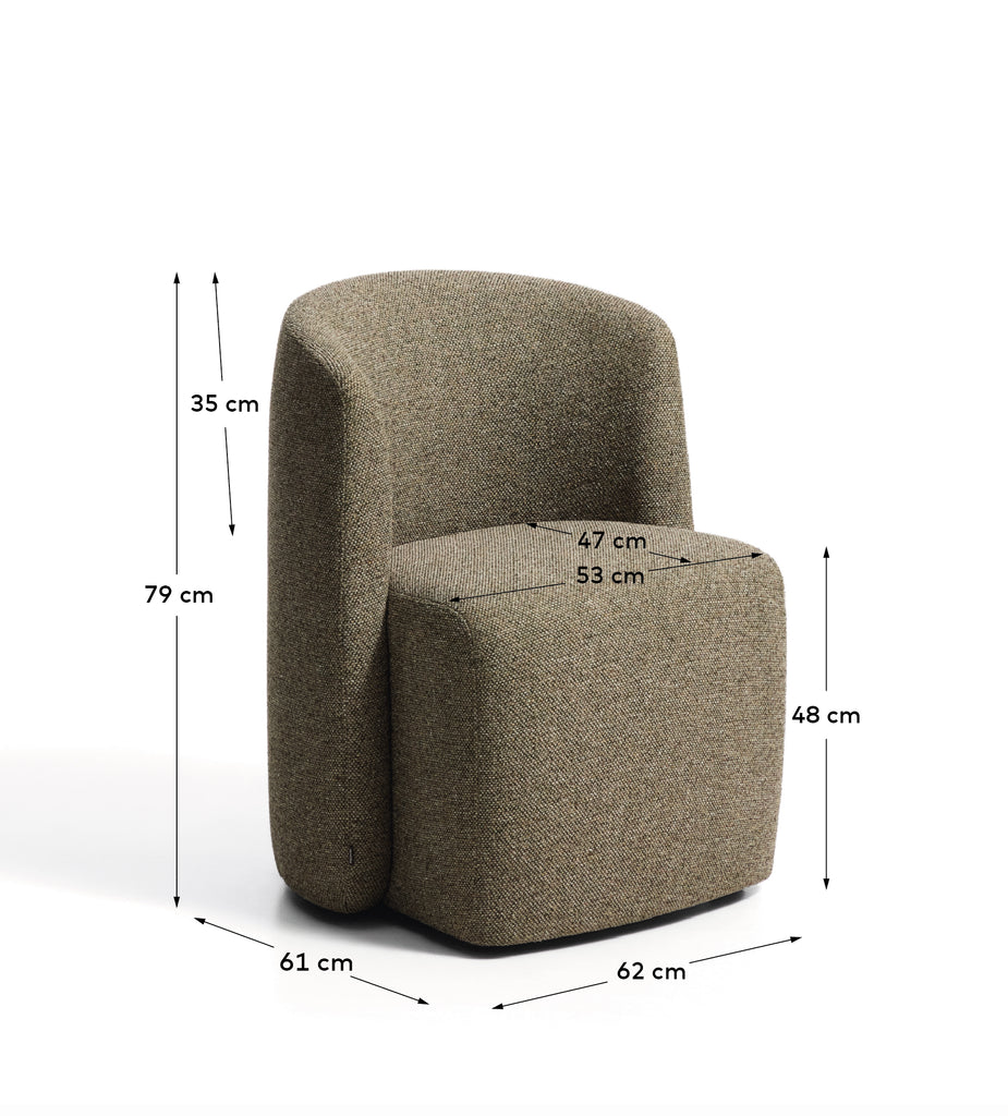 Chaise Corvena en chenille vert olive FSC Mix Credit