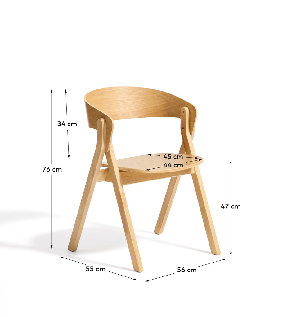 Chaise Godia en placage de chêne avec finition ton naturel