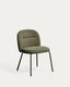 Chaise Arino en chenille verte et pieds en métal vert FSC 100%