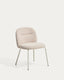 Chaise Arino en chenille beige et pieds en métal beige FSC 100%